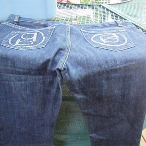 Women's BEBE Jeans Size 31 Rhinestone Back Pockets, Dark Wash Jeans